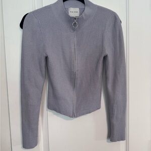 Pink Rose Light Gray Purple Ribbed Sweater